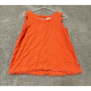 Umgee Too Blouse Womans Orange Button Up Short Sleeve Size‎ Medium